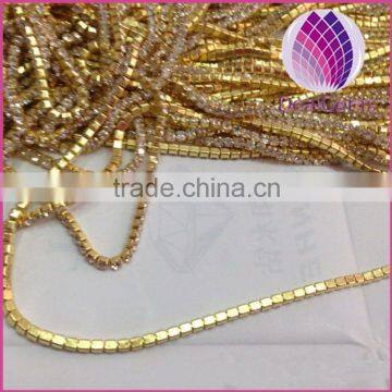 wholesale close Rhinestone gold cup chain for jewelry making