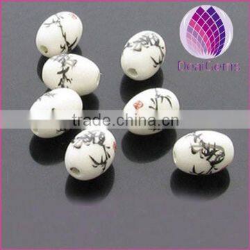 17*13mm black bamboo ellipse loose ceramic beads