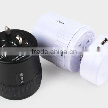 360-Degree Rotating 2 Usb Universal Travel Adapter With Zipper Pouch Bag photo-2