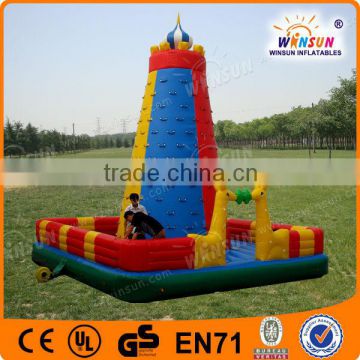 Popular sale inflatable pool slide with climbing wall