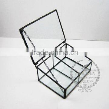 12*9*6cm geometric rectangle opening box air plant planter glass terrarium flower arrangement indoor gradening 0100044