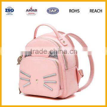 Latest Trend Cat Design Waterproof PU Leather Girls Backpack Leisure Bag photo-5