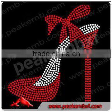 customize rhinestone Red high heel heat transfers for clothing