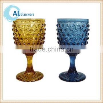 colored short stem heavy wine glass