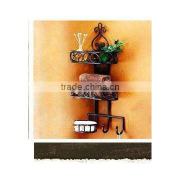 wrought iron art bathroom Accessories Iron wall rack,towel soap shelf,washingroom shelf with hook