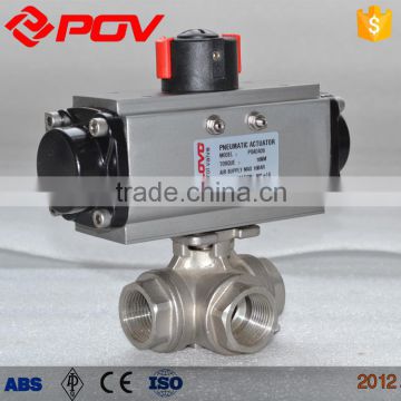 3 way thread l-port double acting pneumatic ball valve 3/8''