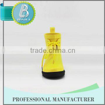 2016 Cute Removable Rubber Yellow Girls Rubber Rain Boots photo-2