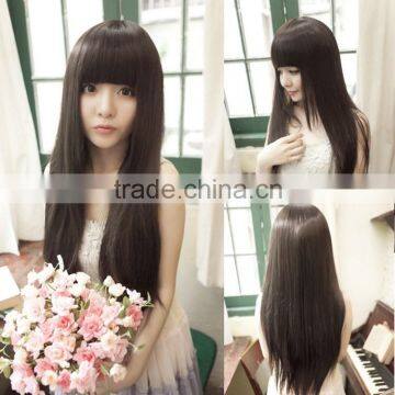 Bestselling natural looking synthetic wigs long black straight hair wigs asian women hair wig