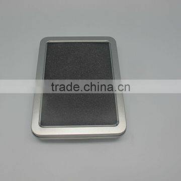 rectangular shape window tin box with hinge lid for watch
