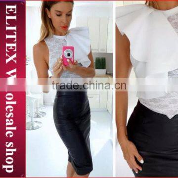 Wholesale sexy white jumpsuit fashion falbala latest woman sexy dress