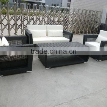 Outdoor Garden Plastic Wicker Sofa Durable Synthetic Rattan Furniture photo-2