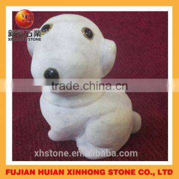 Lovely white marble dog stone craft table decoration