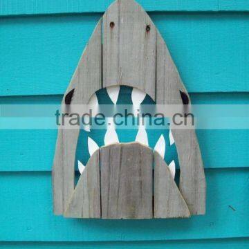 Rustic Wooden Shark Wall Art photo-2