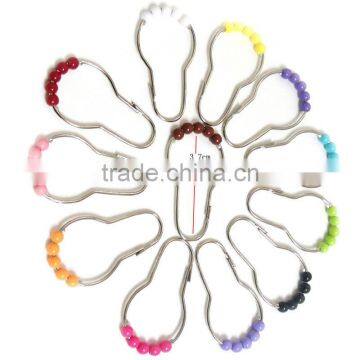 CALABASH PEARLS Shower Curtain Hooks Rings,Colorful Plastic Pearls Metal Bathroom Shower Curtain Hooks photo-3