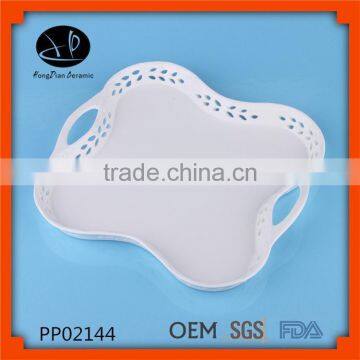 custom logo ceramic plates dishes,baking plate with handle