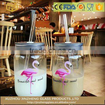 Straw glass cup	glass mason jar Juice Beverage Container