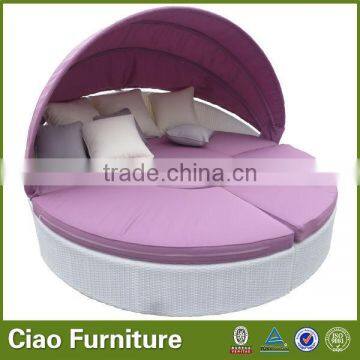 Outdoor Furniture Wicker Sunbed Round Daybed With Canopy photo-2
