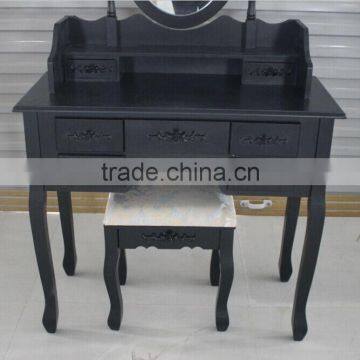 Elegant Black Dressing Table With Stool, 7 Drawers and 1 Oval Mirror photo-4