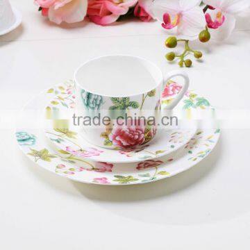 Beauty Flower Porcelain Ceramic Coffee Cups Saucers and Flat Plate