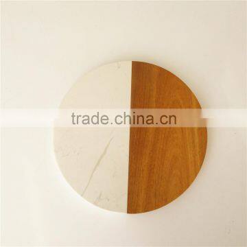 Round Stunning Marble Cheese Board With Wood photo-2