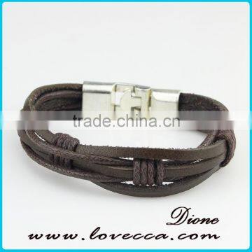 316L Stainless Steel Leather Bracelets for Men Braided photo-2