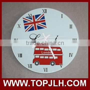 DIY fancy design glass digital sublimation wall clock for sale