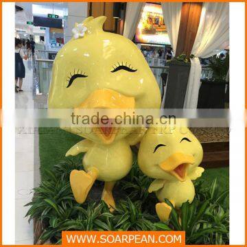 Fiberglass yellow duck animal statues commercial shopping mall decorations