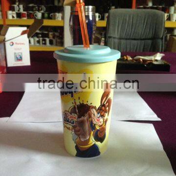 Single Wall Plastic Tumbler With Straw and Lid photo-4