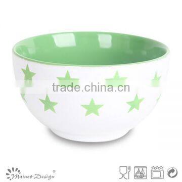 solid glaze ceramics cereal bowl with star