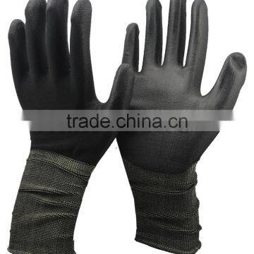 NMSAFETY Light Black Nylon Coated Black PU Gloves With Extra Long Cuff photo-2