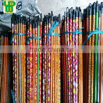 New design colorful flower pvc coated wooden broom pole with different plastic cap