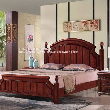 White PU Painting High Quality Rubber Solid Wood Furniture Bed in American Leisure Style photo-4