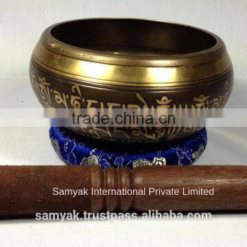 High Quality Buddhist 8 Good Luck Symbols Crafted Handmade Tibetan Singing Bowl photo-4