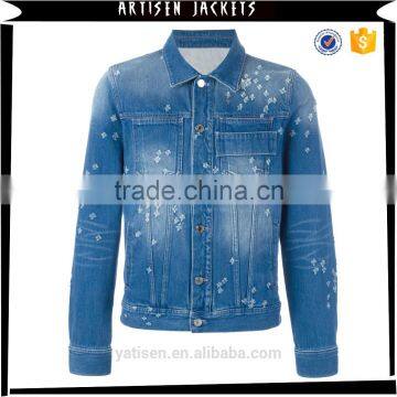 2016 Latest fashion acid-wash denim jacket for man
