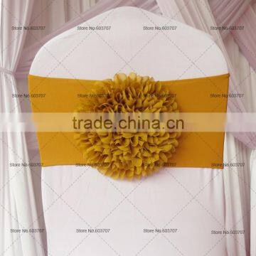 Chiffon Flower Handmade Gold/Blue/ Red/Pink/red Spandex Chair Bands Chair Bow Chair Sashes For Wedding photo-2
