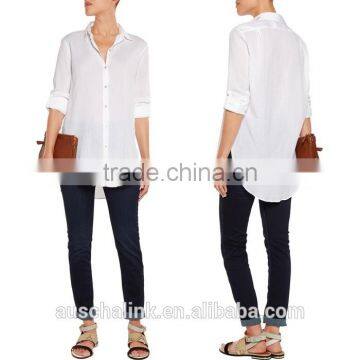Outdoor Autumn Women White Cotton Shirt Customized photo-5
