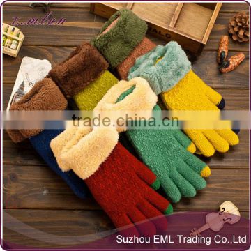 Ladies fashion hot knitted winter glove touch screen gloves