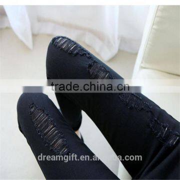 New Women's Fashion Straight Jeans Ripped Holes Female Long Term Mid Waist Cotton Washed Denim Pants photo-4