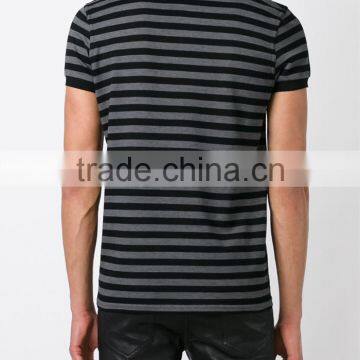 Black and Grey Cotton Mens Polo Collar Striped t Shirt for Sale photo-3