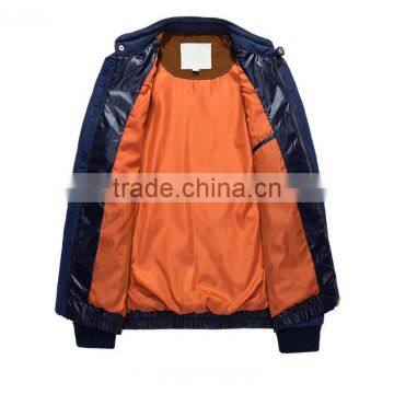 Mens Stand Collar Contrast Fabric Quilting Jacket With Elbow Patch photo-3