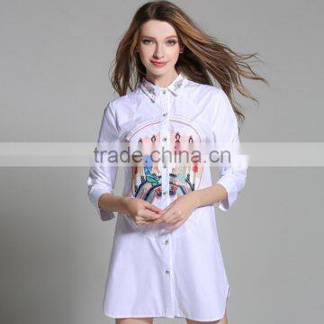 Zm50276b Europe Autumn Lady Clothing Fashion Lapel Pure Color Tops Blouse Women photo-3