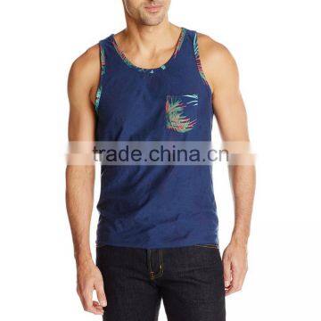 Wholesale 100% Cotton Mens Tank Top With Pocket Bulk Fashion Design Stringer Tank Top Custom photo-5