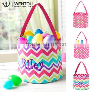 Monogrammed Chevron Polka Dot Easter Trick Or Treat Bag photo-6