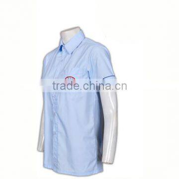 Applique Embroidery Logo Private School Girl Uniform Shirt