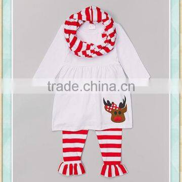 Factory price sales wholesale new design baby Girls' Christmas red stripe clothes