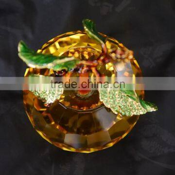 unique crystal yellow apple model for wedding gift and home decoration