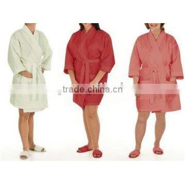 Knee Length Waffle Weave Kimono Robe