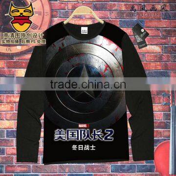 Anime Tshirt Captain America Cosplay Movie Unisex Costume Long Sleeves Anime T shirt ( S-XXXL )