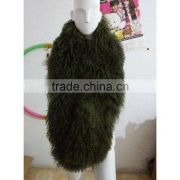 SJ187-01 Dyed Color Female Gender Scarf/Olive Green Color Lamb Shawls Scarf