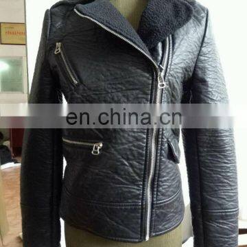 Women's winter Faux puff Leather Bolero Imitation Leather Jacket bomer Jacket Blazer with polafleece lining